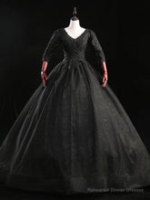 Black Tulle V-neck Short Sleeve Beading Quinceanera Dress